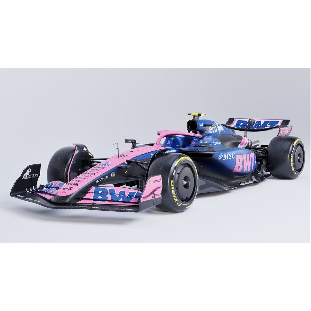 Alpine A525 Formula 1 Race Car 3D Model – Low Poly Game Asset, FBX - View 4