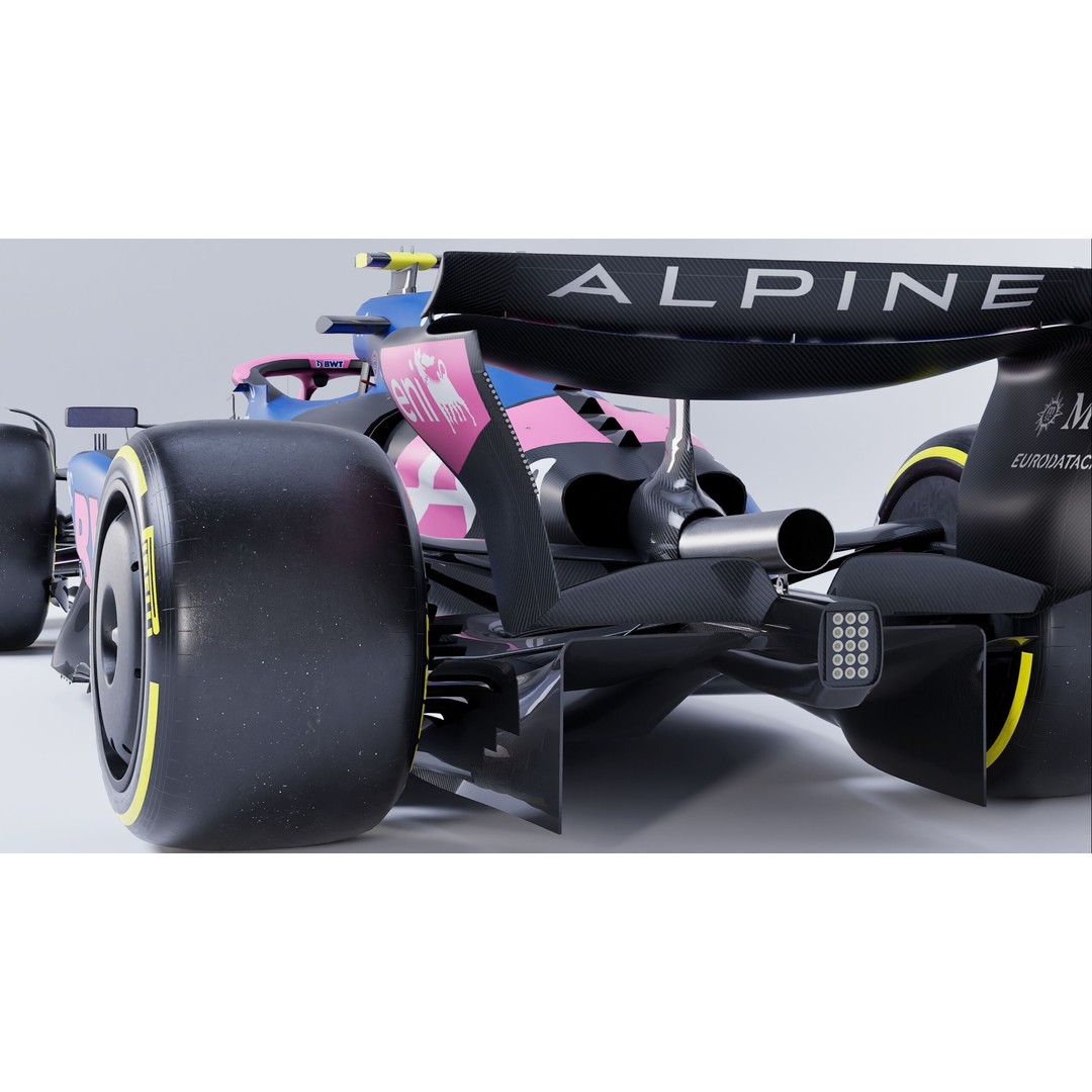 Alpine A525 Formula 1 Race Car 3D Model – Low Poly Game Asset, FBX - View 6