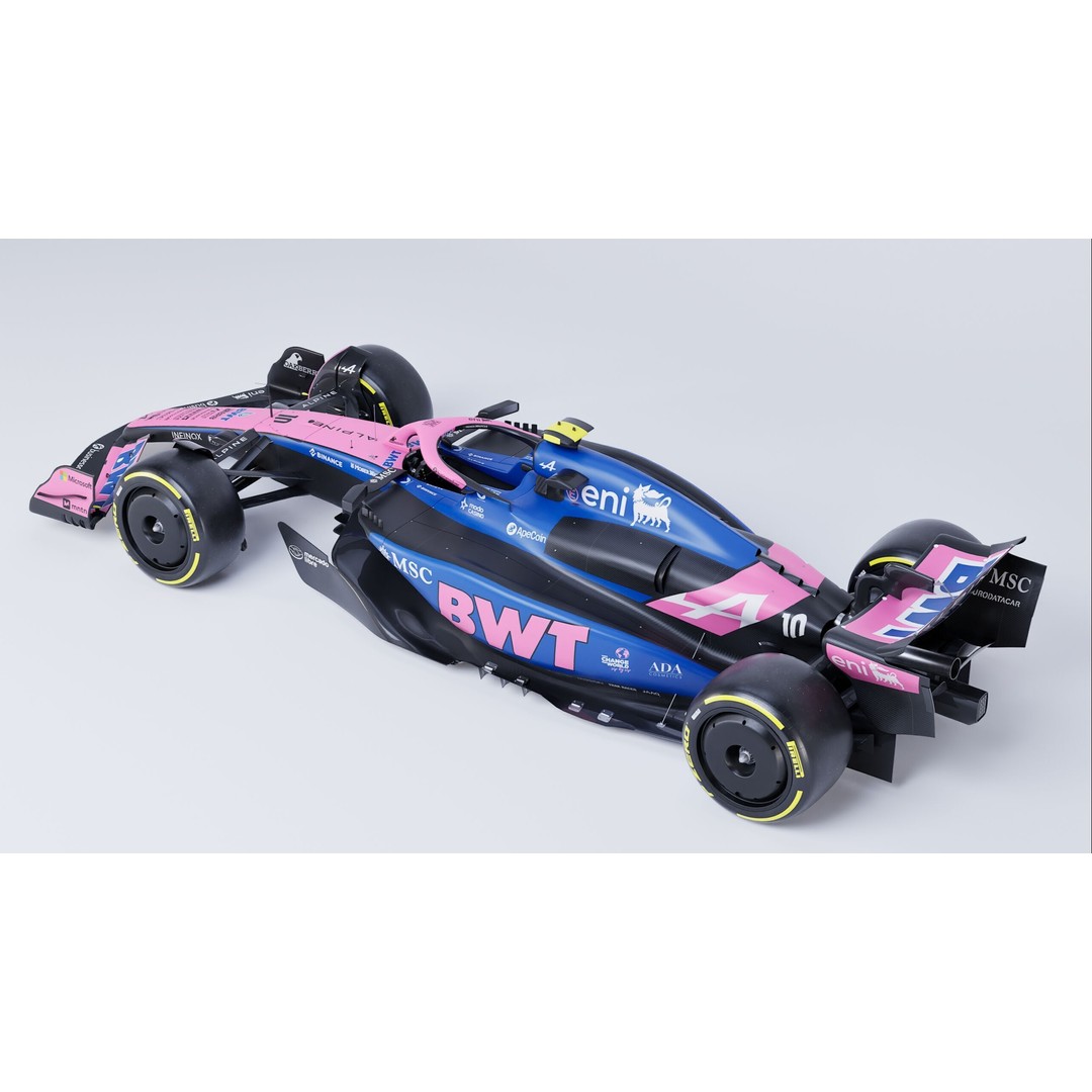 Alpine A525 Formula 1 Race Car 3D Model – Low Poly Game Asset, FBX - View 9
