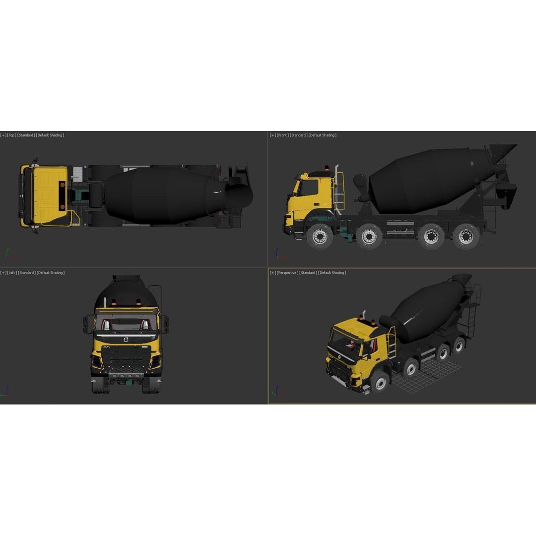 Volvo FMX Truck 3D Model – Customized Concrete Mixer, FBX/OBJ