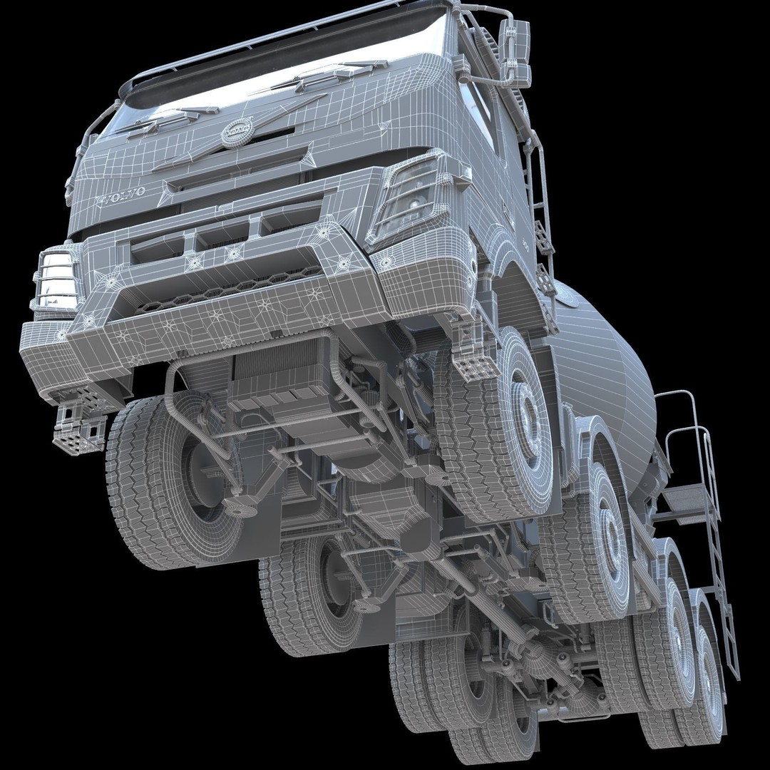 Volvo FMX Truck 3D Model – Customized Concrete Mixer, FBX/OBJ - View 14