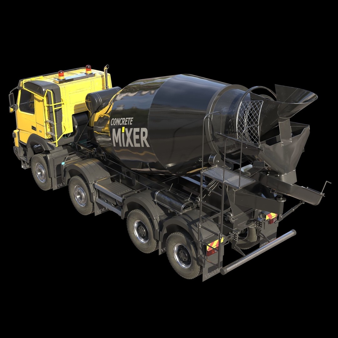 Volvo FMX Truck 3D Model – Customized Concrete Mixer, FBX/OBJ - View 15