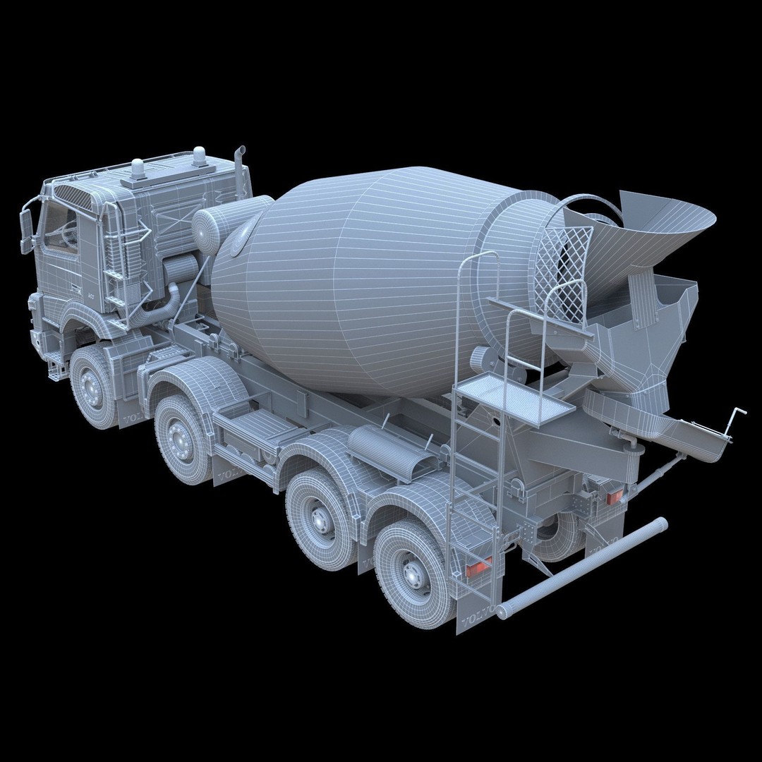 Volvo FMX Truck 3D Model – Customized Concrete Mixer, FBX/OBJ - View 16