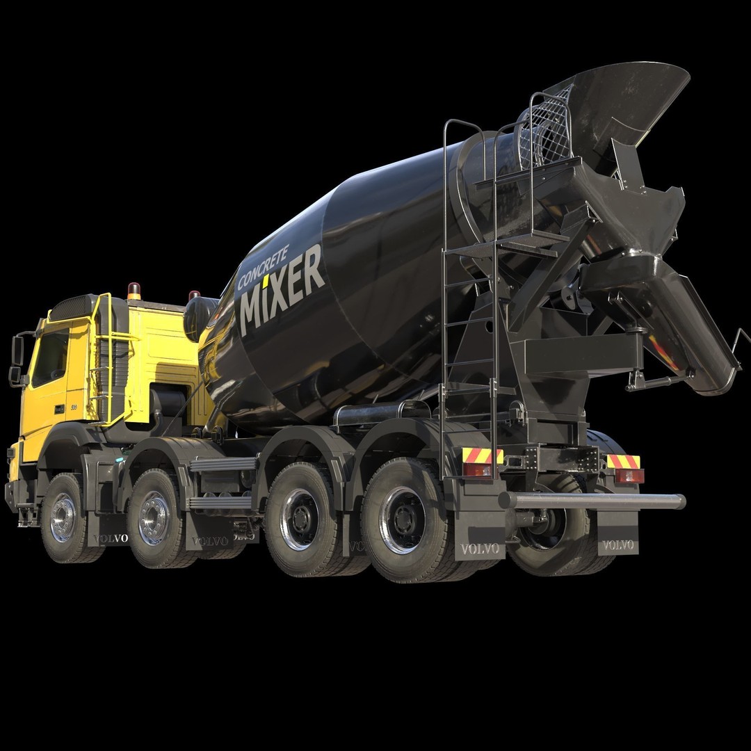 Volvo FMX Truck 3D Model – Customized Concrete Mixer, FBX/OBJ - View 17