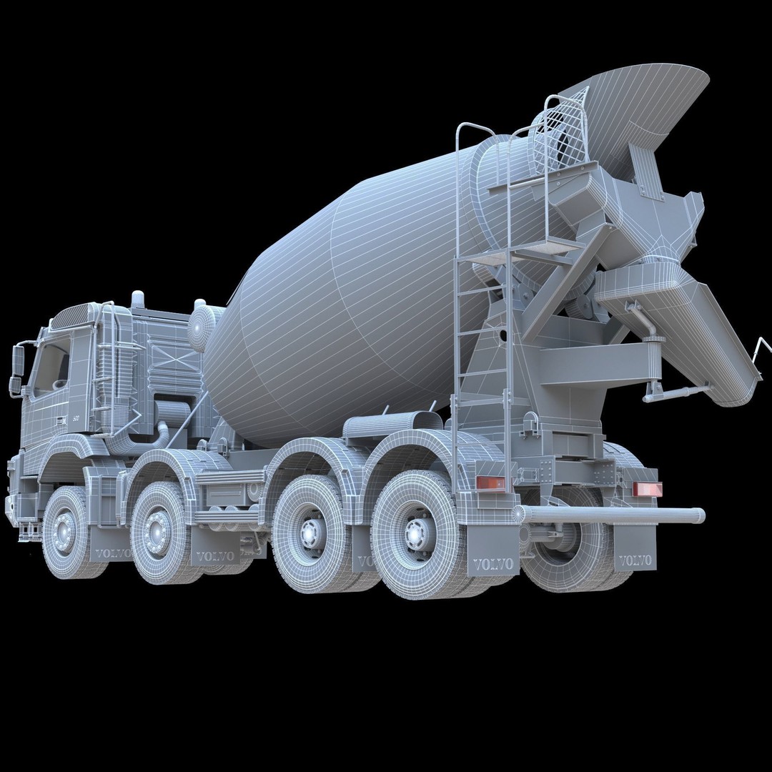 Volvo FMX Truck 3D Model – Customized Concrete Mixer, FBX/OBJ - View 18