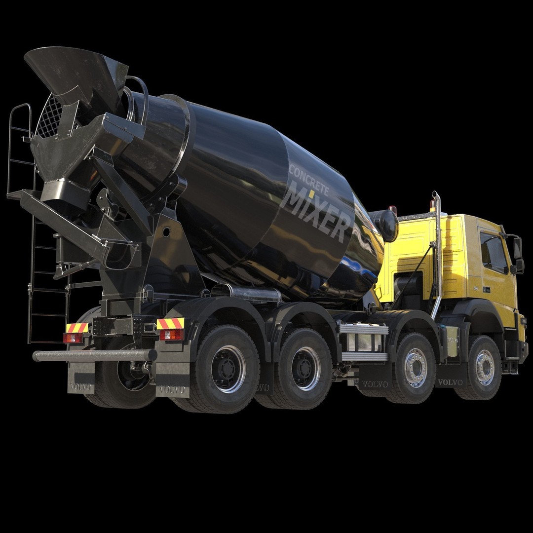 Volvo FMX Truck 3D Model – Customized Concrete Mixer, FBX/OBJ - View 19