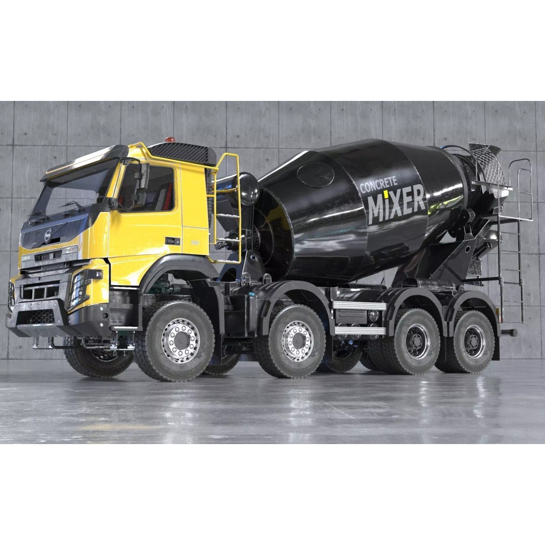 Volvo FMX Truck 3D Model – Customized Concrete Mixer, FBX/OBJ - View 2