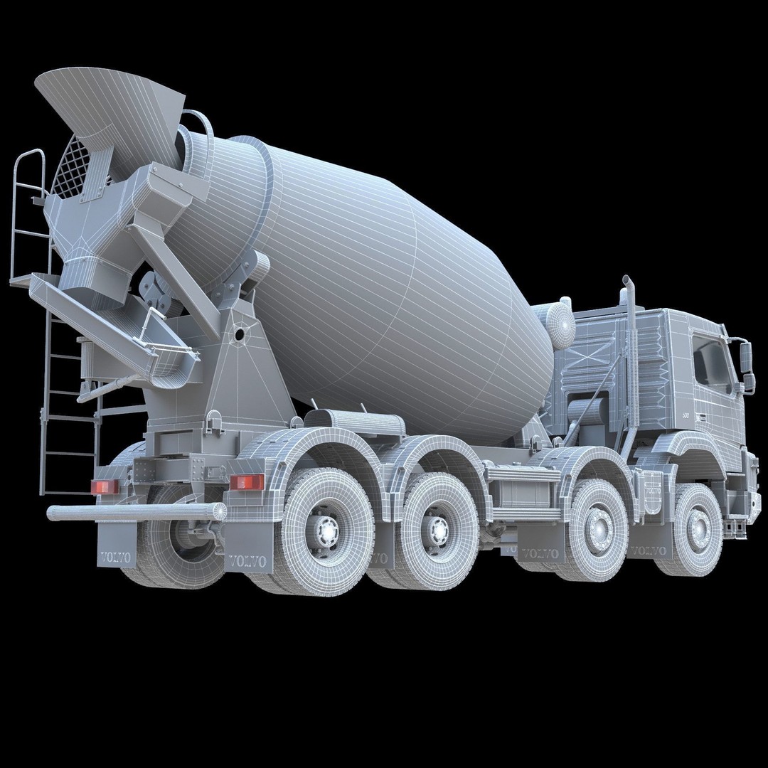 Volvo FMX Truck 3D Model – Customized Concrete Mixer, FBX/OBJ - View 20
