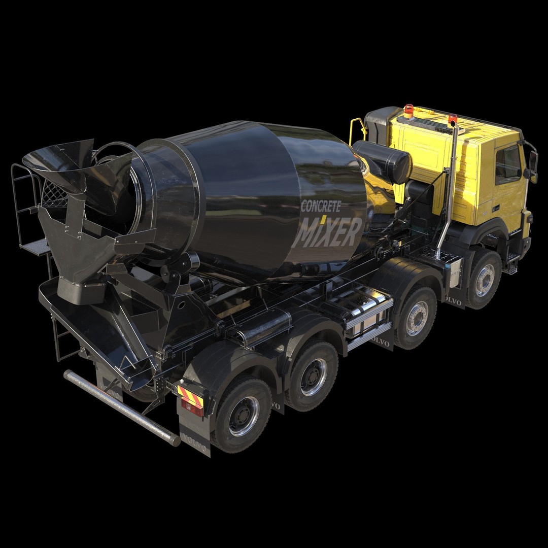Volvo FMX Truck 3D Model – Customized Concrete Mixer, FBX/OBJ - View 21