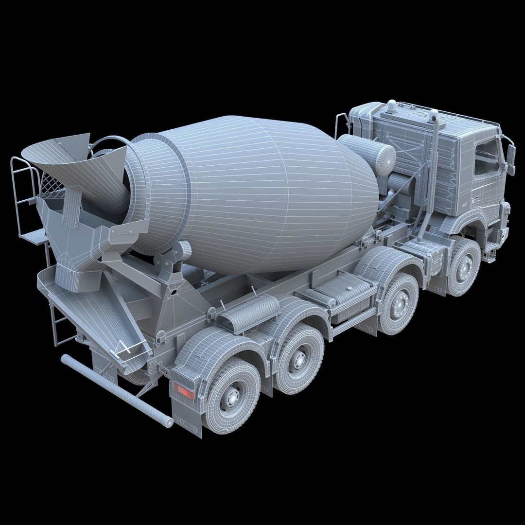 Volvo FMX Truck 3D Model – Customized Concrete Mixer, FBX/OBJ - View 22