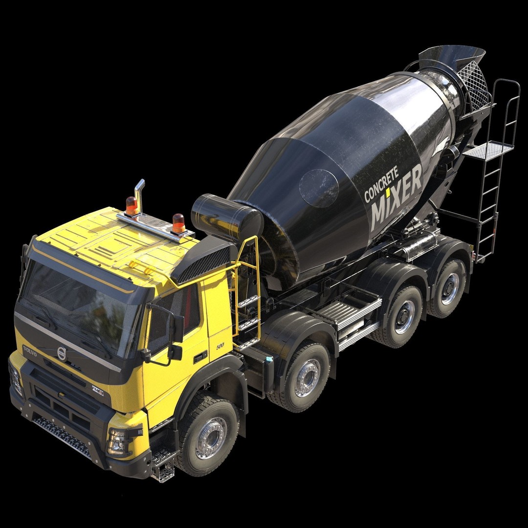 Volvo FMX Truck 3D Model – Customized Concrete Mixer, FBX/OBJ - View 23