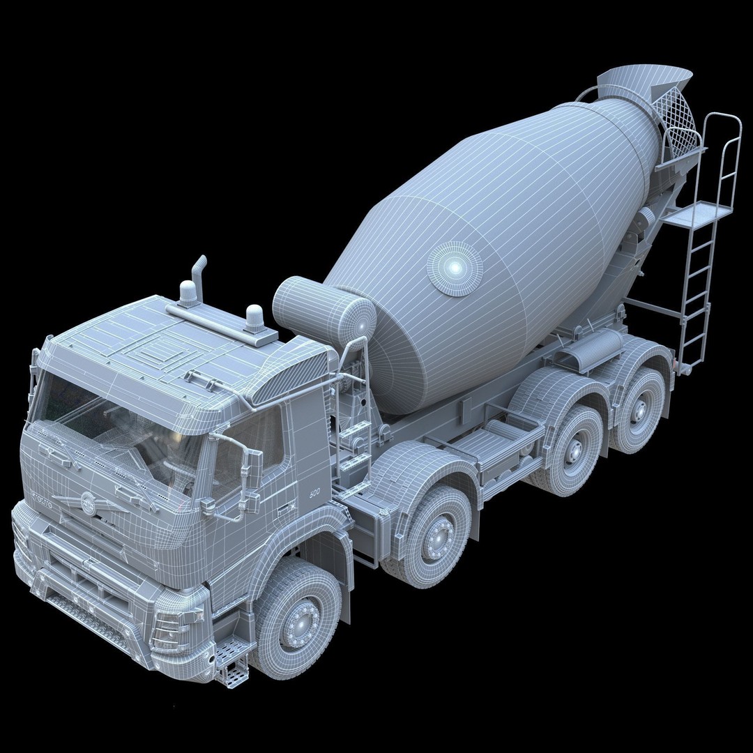 Volvo FMX Truck 3D Model – Customized Concrete Mixer, FBX/OBJ - View 24