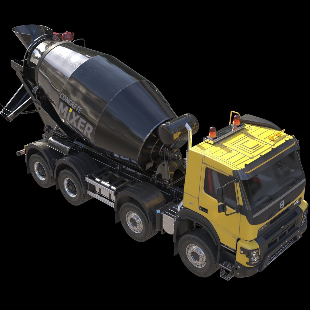 Volvo FMX Truck 3D Model – Customized Concrete Mixer, FBX/OBJ - View 25