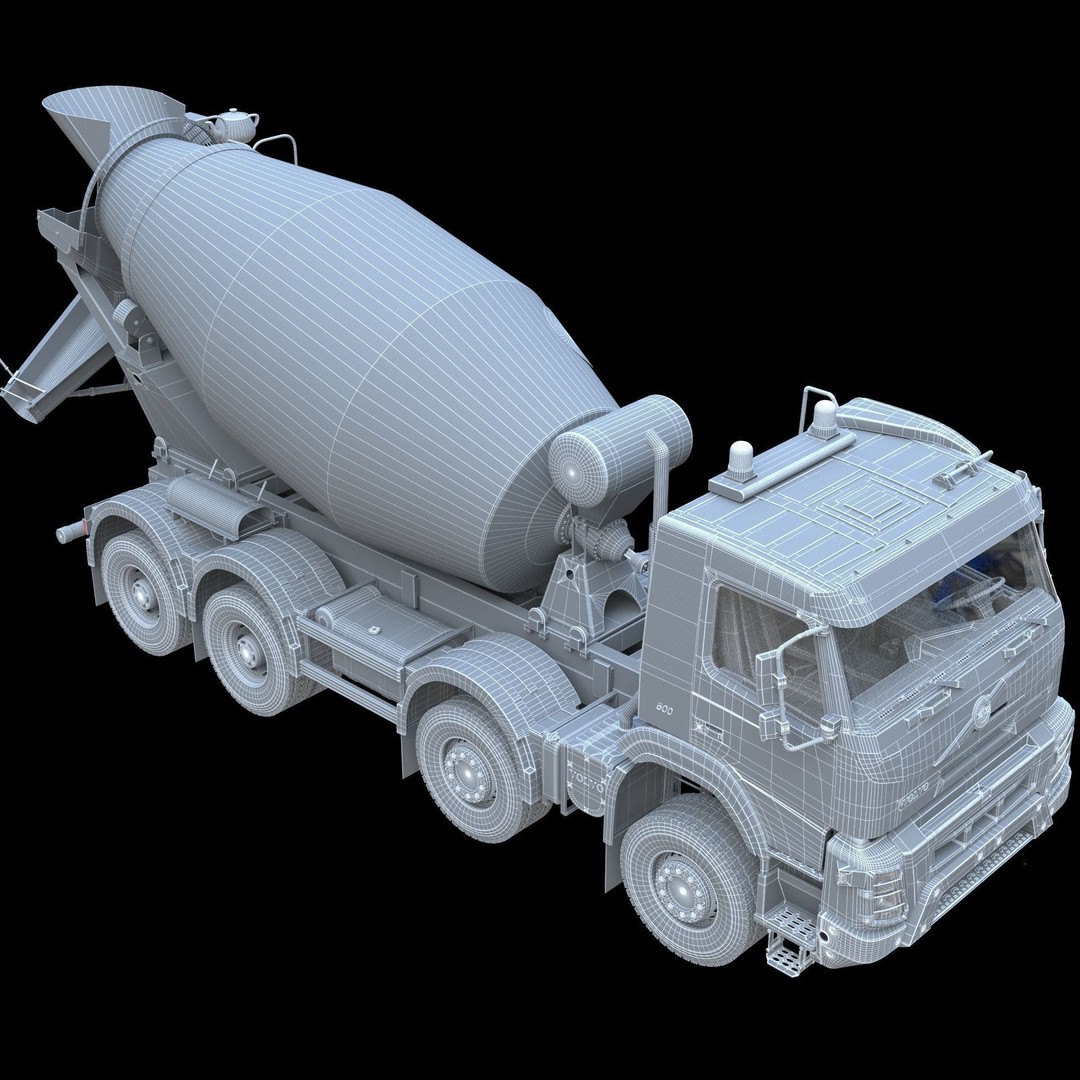 Volvo FMX Truck 3D Model – Customized Concrete Mixer, FBX/OBJ - View 26