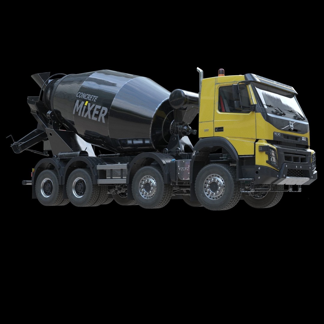Volvo FMX Truck 3D Model – Customized Concrete Mixer, FBX/OBJ - View 27