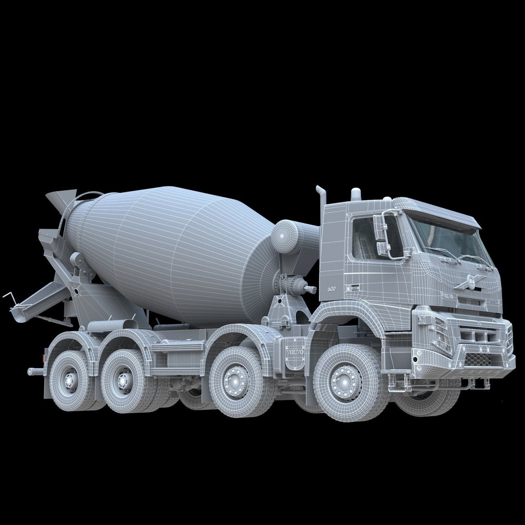 Volvo FMX Truck 3D Model – Customized Concrete Mixer, FBX/OBJ - View 28