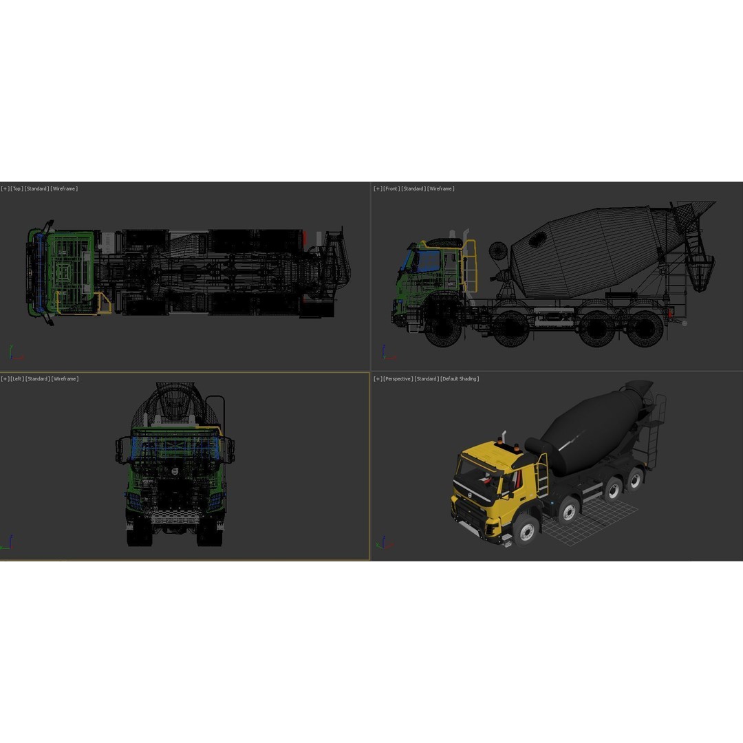 Volvo FMX Truck 3D Model – Customized Concrete Mixer, FBX/OBJ - View 29