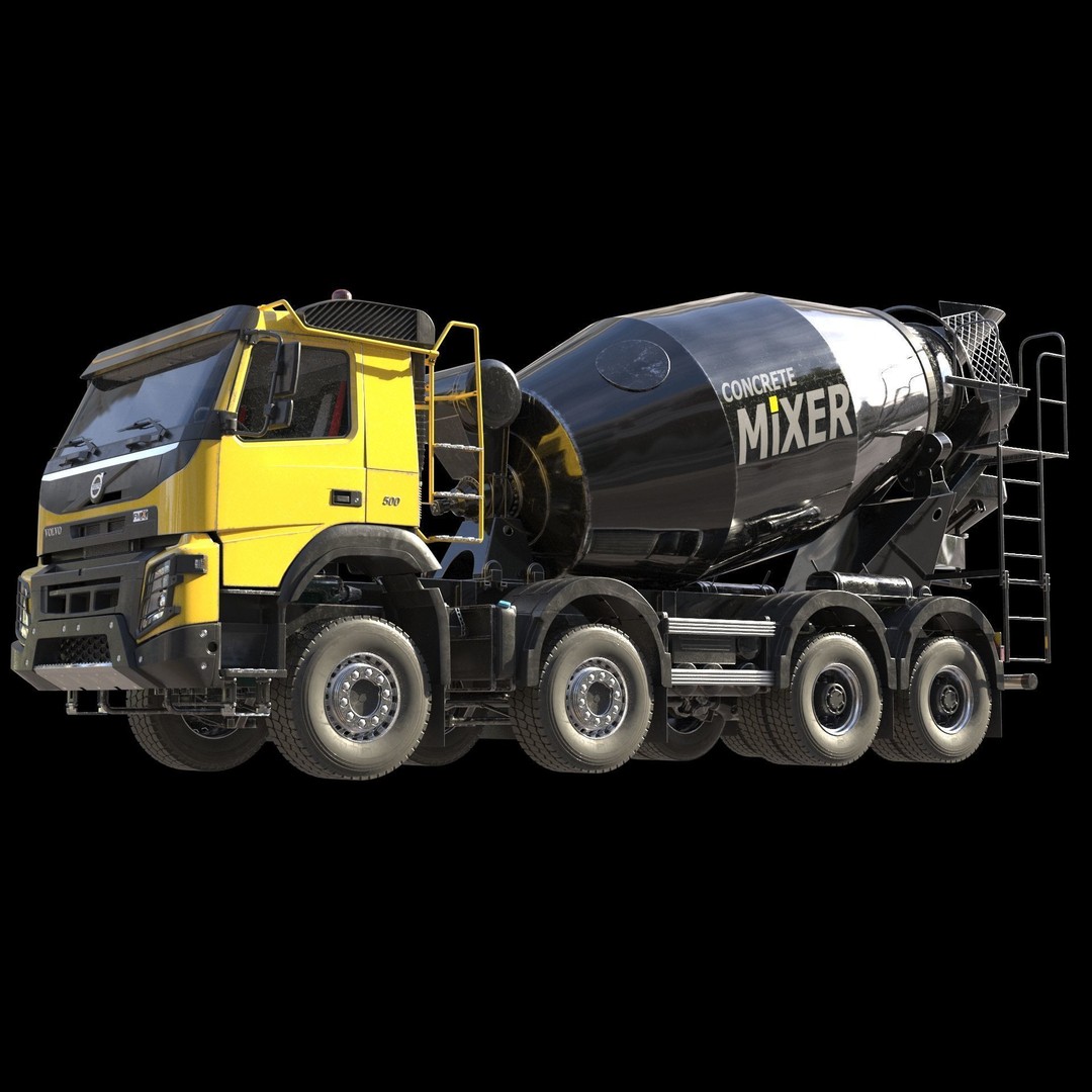 Volvo FMX Truck 3D Model – Customized Concrete Mixer, FBX/OBJ - View 4