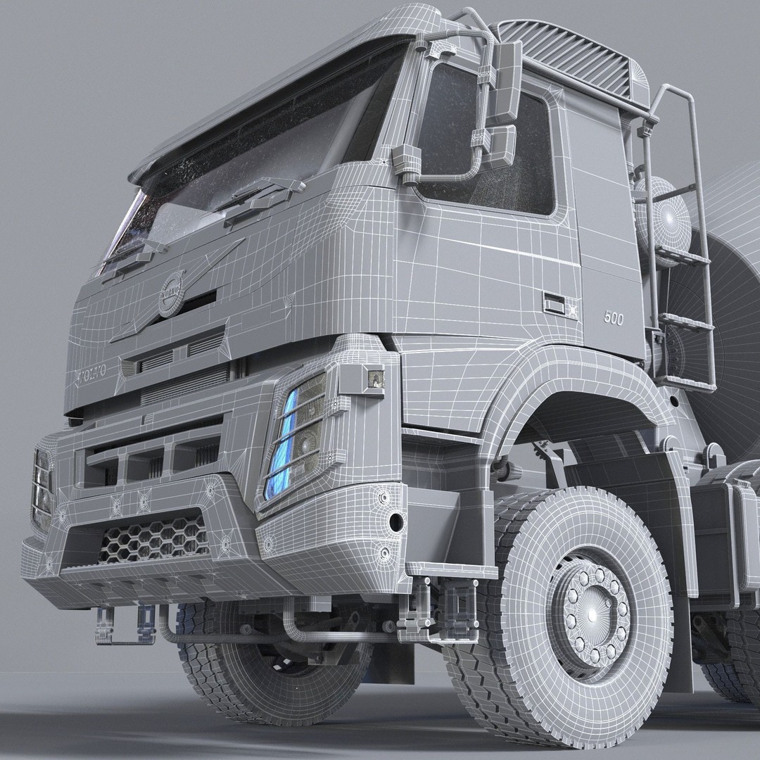 Volvo FMX Truck 3D Model – Customized Concrete Mixer, FBX/OBJ - View 6