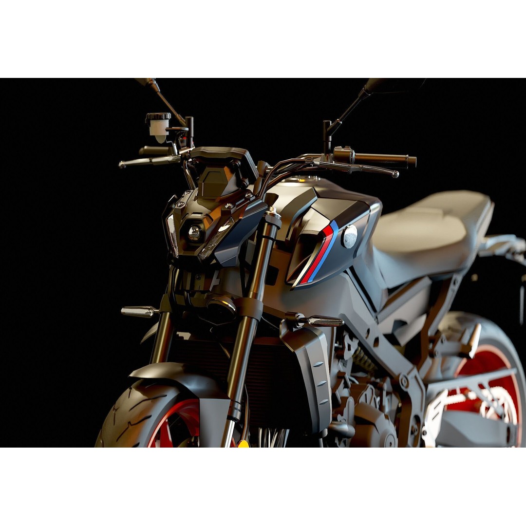 Yamaha MT 09 3D Model – Realistic Motorcycle Base Mesh, FBX - View 10