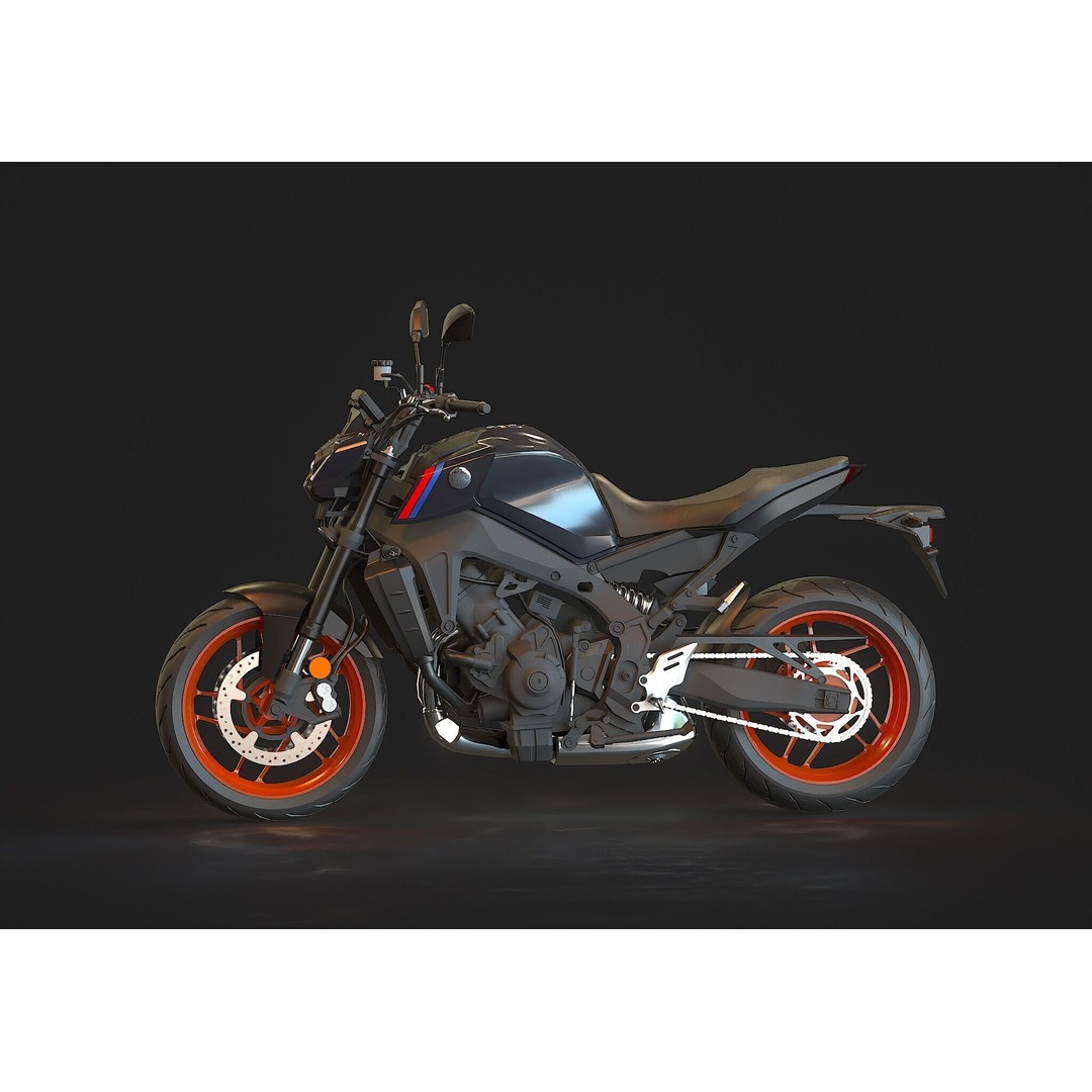 Yamaha MT 09 3D Model – Realistic Motorcycle Base Mesh, FBX - View 3