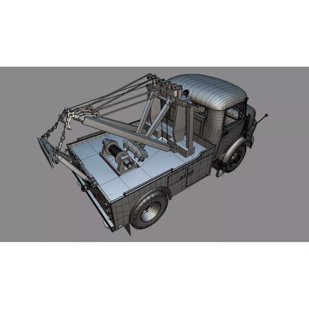 Mercedes-Benz LAK 710 4x4 Wrecker Truck 3D Model – Classic Utility Vehicle, Blender - View 33
