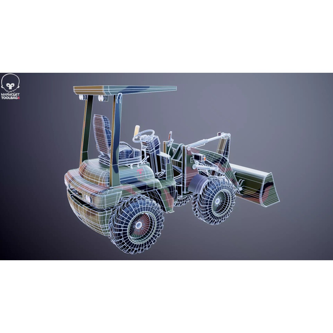 Small Military Wheeled Loader 3D Model – Low Poly Game Asset, FBX
