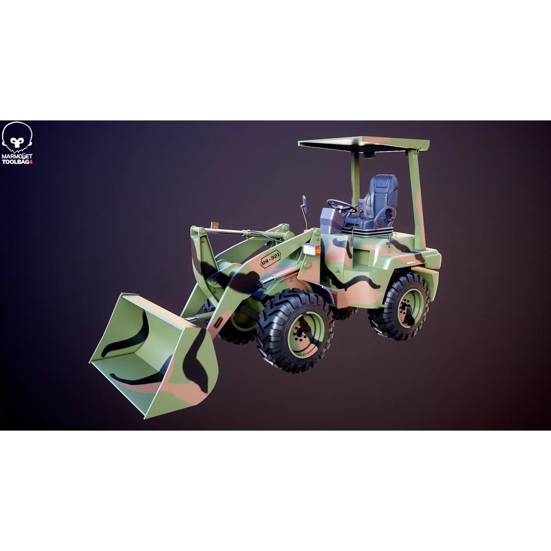 Small Military Wheeled Loader 3D Model – Low Poly Game Asset, FBX - View 10