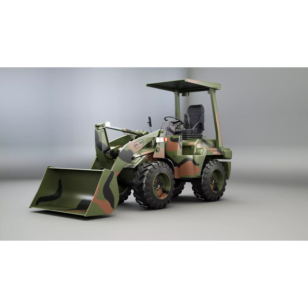 Small Military Wheeled Loader 3D Model – Low Poly Game Asset, FBX - View 2