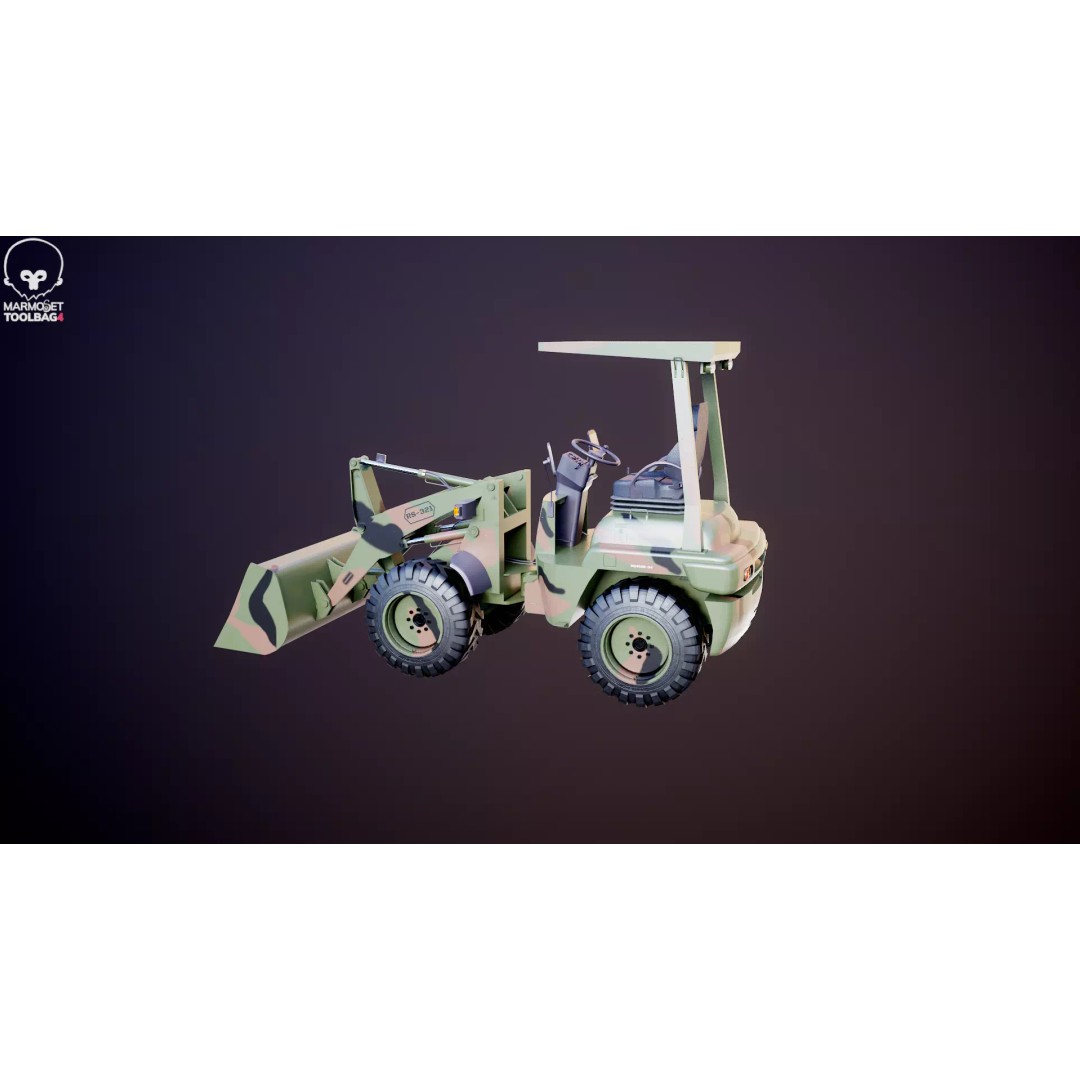 Small Military Wheeled Loader 3D Model – Low Poly Game Asset, FBX - View 24