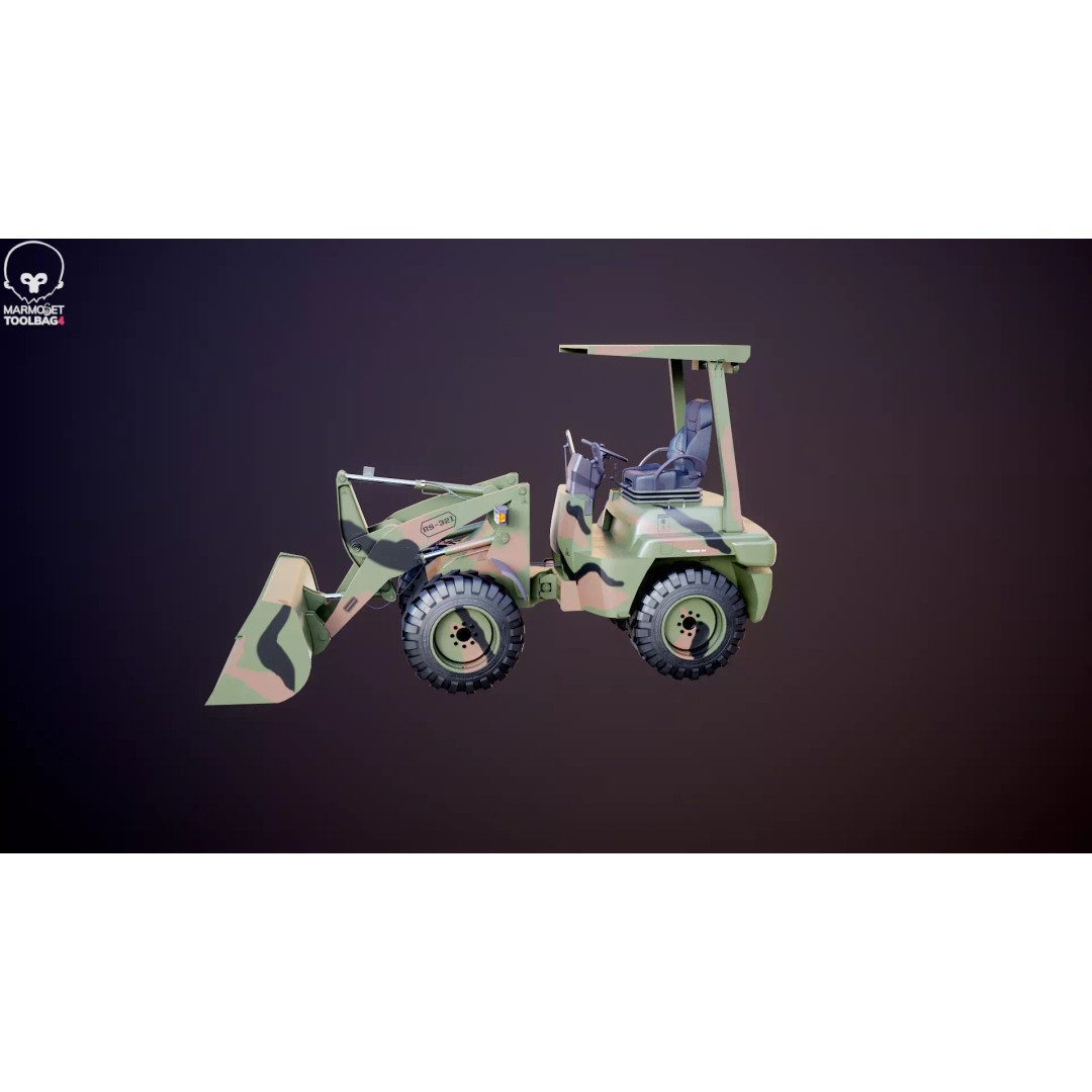 Small Military Wheeled Loader 3D Model – Low Poly Game Asset, FBX - View 25