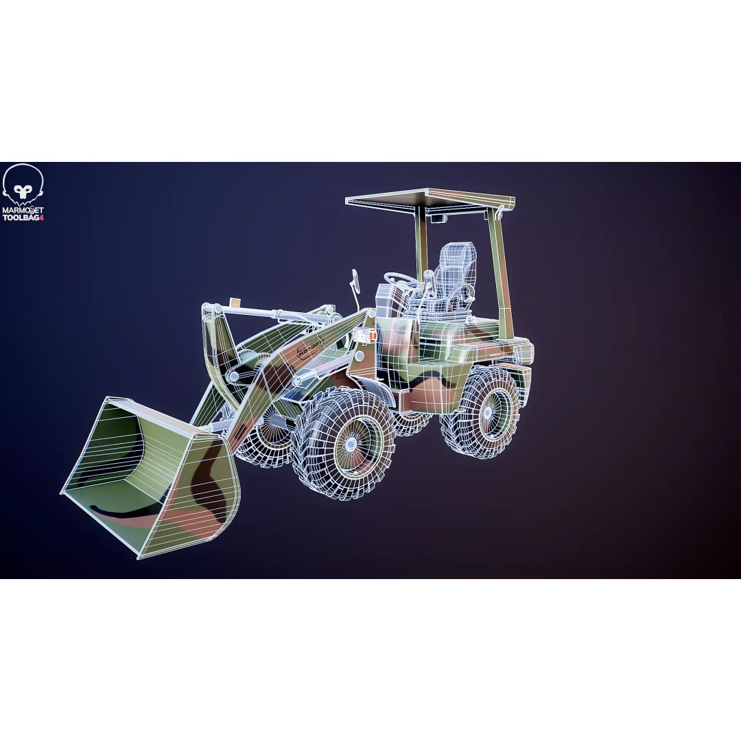 Small Military Wheeled Loader 3D Model – Low Poly Game Asset, FBX - View 28