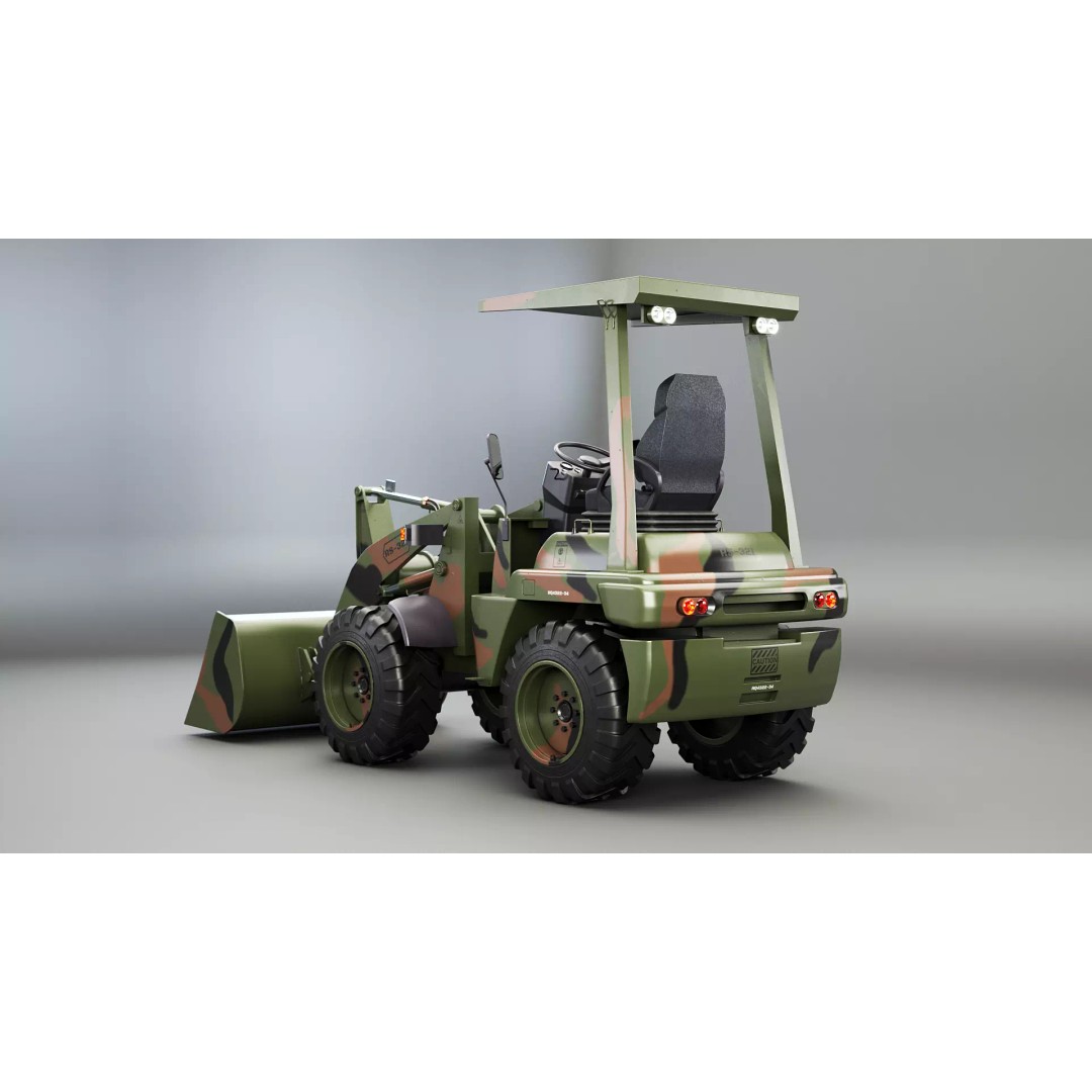 Small Military Wheeled Loader 3D Model – Low Poly Game Asset, FBX - View 4