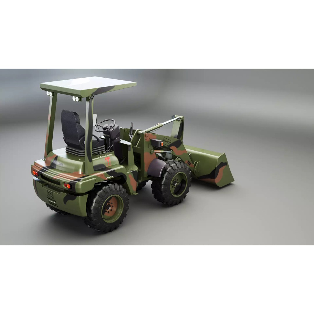 Small Military Wheeled Loader 3D Model – Low Poly Game Asset, FBX - View 6