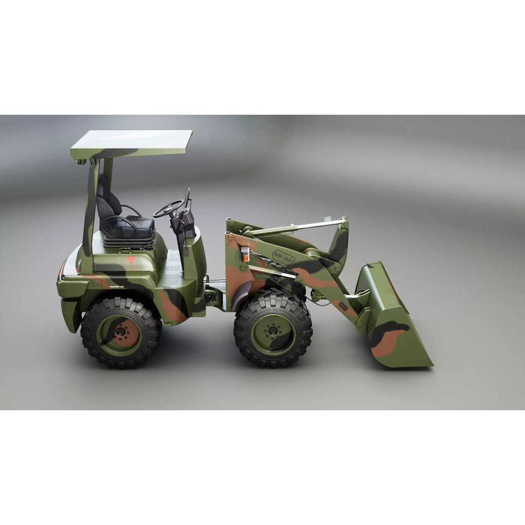 Small Military Wheeled Loader 3D Model – Low Poly Game Asset, FBX - View 7