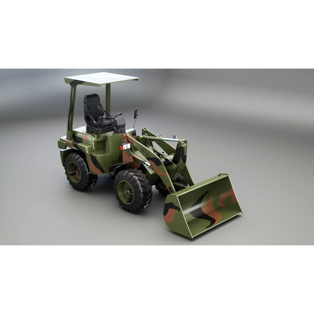 Small Military Wheeled Loader 3D Model – Low Poly Game Asset, FBX - View 8