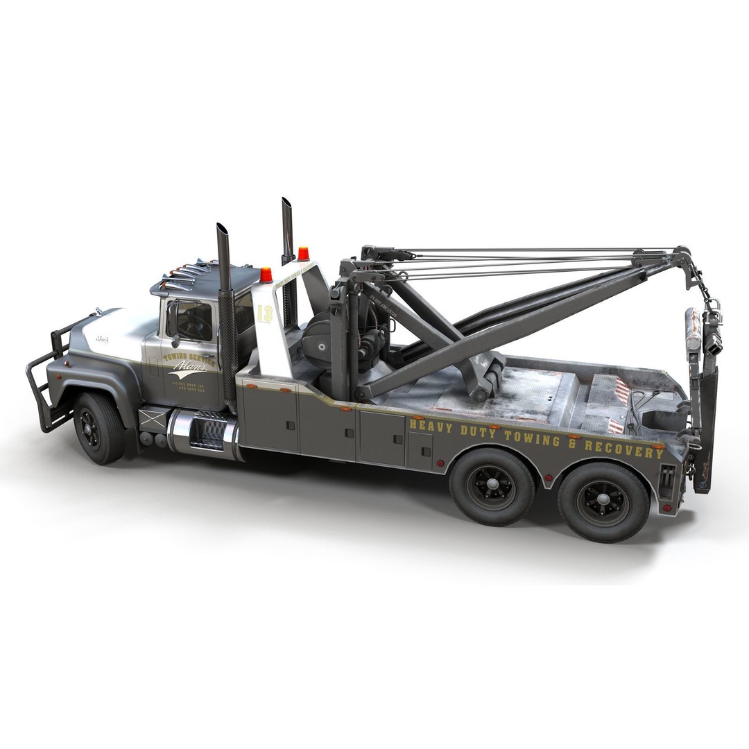 Vintage Heavy Wrecker 3D Model – Low Poly Game-Ready Truck, FBX - View 10
