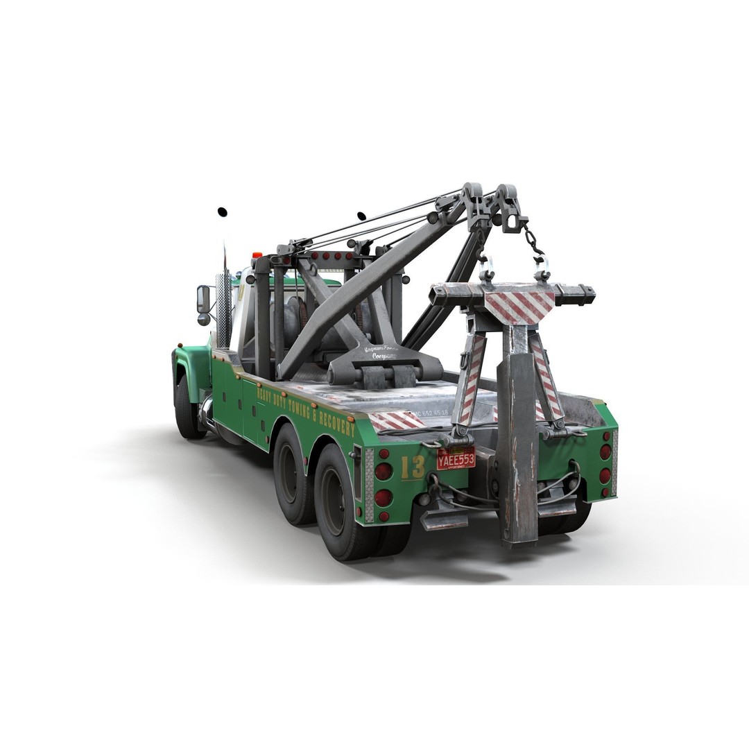 Vintage Heavy Wrecker 3D Model – Low Poly Game-Ready Truck, FBX - View 12