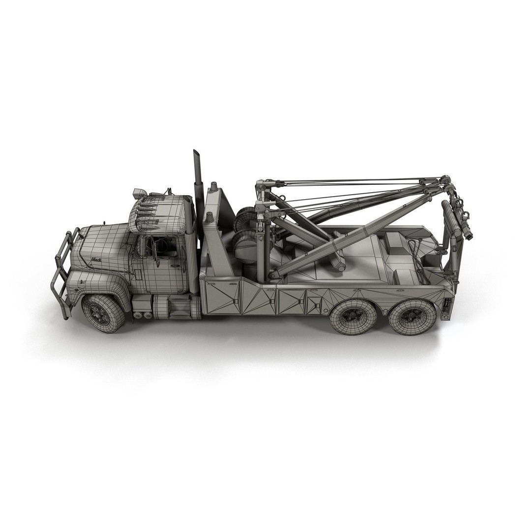 Vintage Heavy Wrecker 3D Model – Low Poly Game-Ready Truck, FBX - View 15