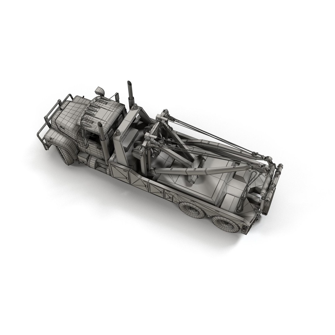 Vintage Heavy Wrecker 3D Model – Low Poly Game-Ready Truck, FBX - View 16