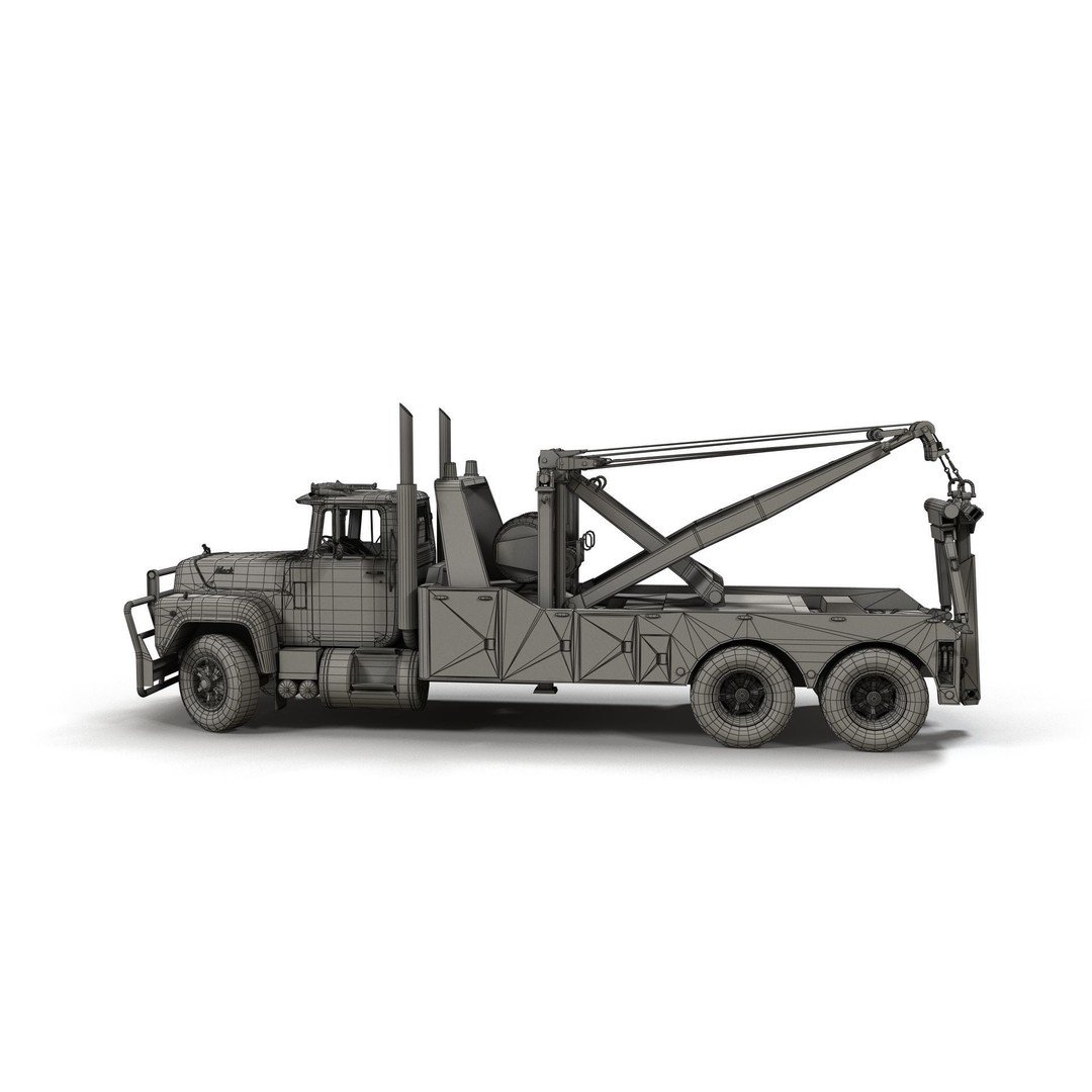 Vintage Heavy Wrecker 3D Model – Low Poly Game-Ready Truck, FBX - View 17