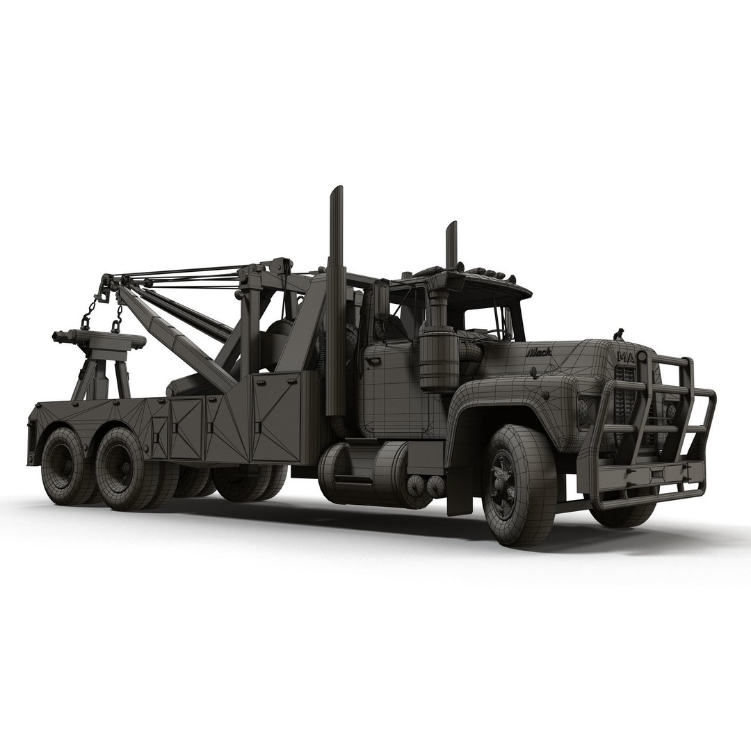 Vintage Heavy Wrecker 3D Model – Low Poly Game-Ready Truck, FBX - View 18
