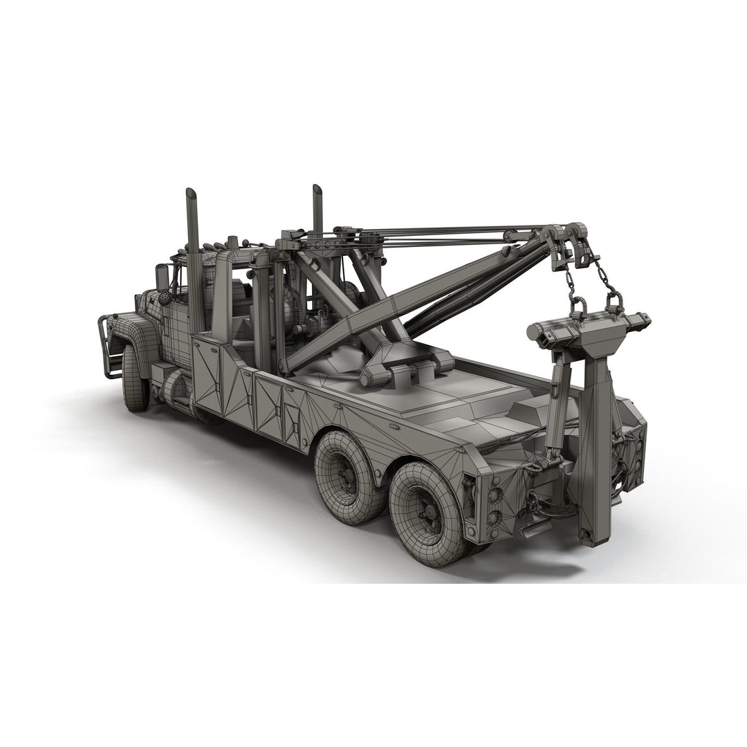 Vintage Heavy Wrecker 3D Model – Low Poly Game-Ready Truck, FBX - View 19