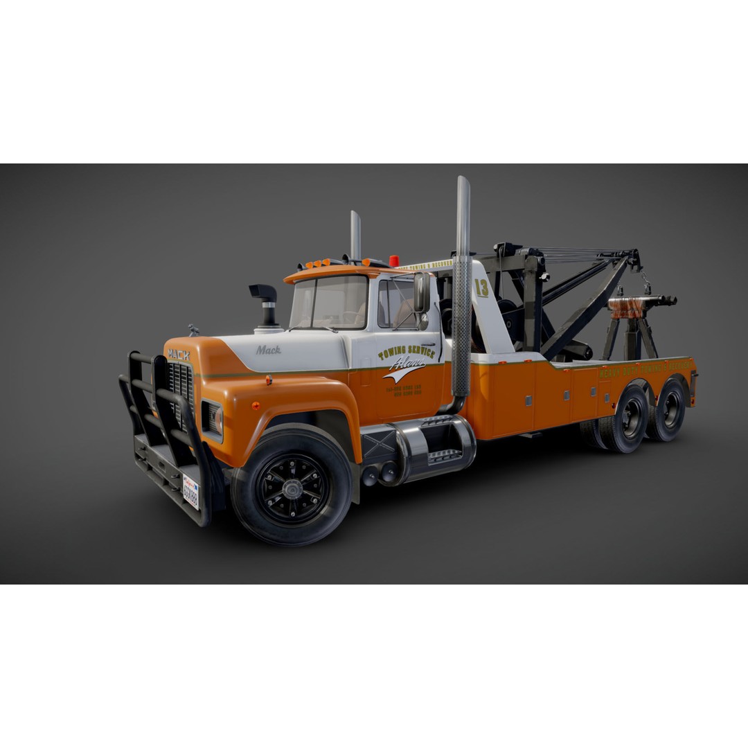 Vintage Heavy Wrecker 3D Model – Low Poly Game-Ready Truck, FBX - View 20