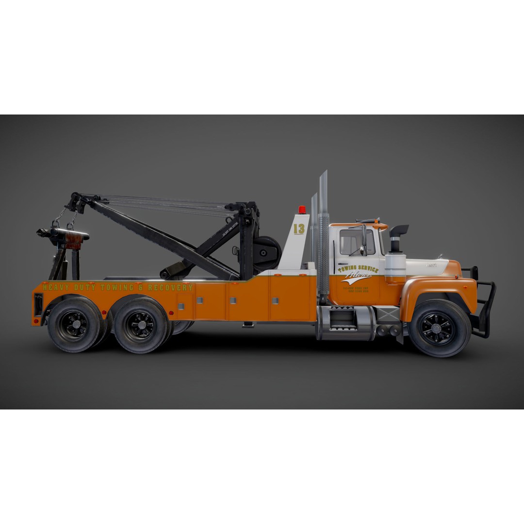 Vintage Heavy Wrecker 3D Model – Low Poly Game-Ready Truck, FBX - View 24