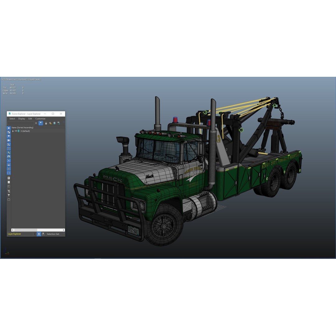 Vintage Heavy Wrecker 3D Model – Low Poly Game-Ready Truck, FBX - View 28