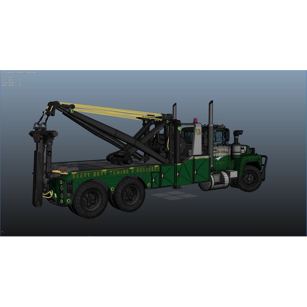 Vintage Heavy Wrecker 3D Model – Low Poly Game-Ready Truck, FBX - View 29