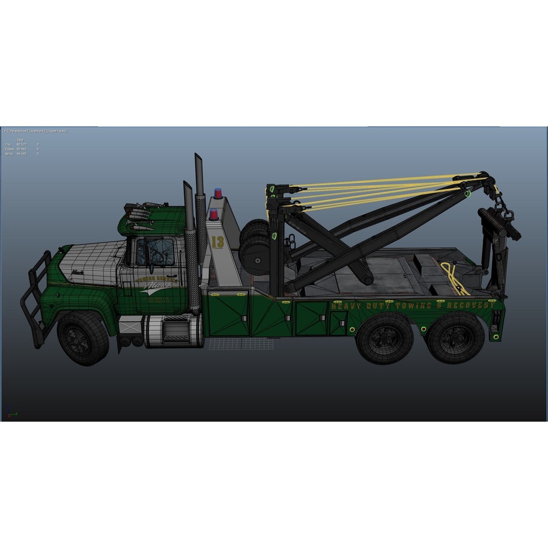 Vintage Heavy Wrecker 3D Model – Low Poly Game-Ready Truck, FBX - View 30