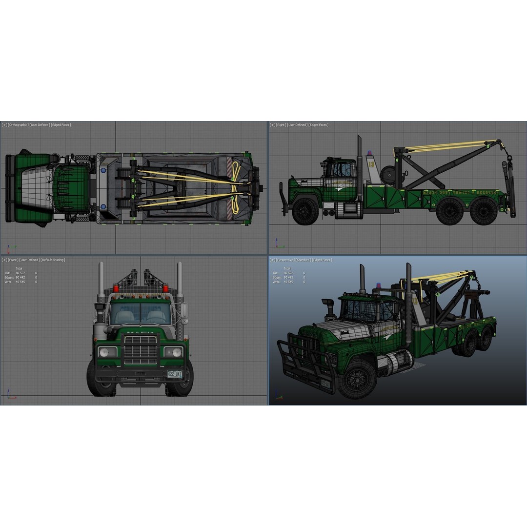Vintage Heavy Wrecker 3D Model – Low Poly Game-Ready Truck, FBX - View 31