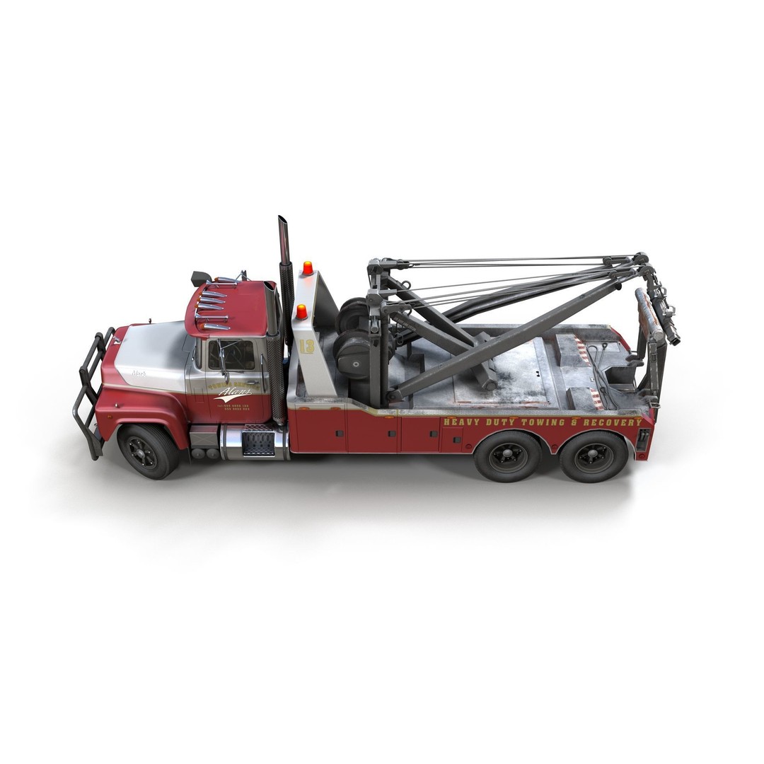 Vintage Heavy Wrecker 3D Model – Low Poly Game-Ready Truck, FBX - View 4